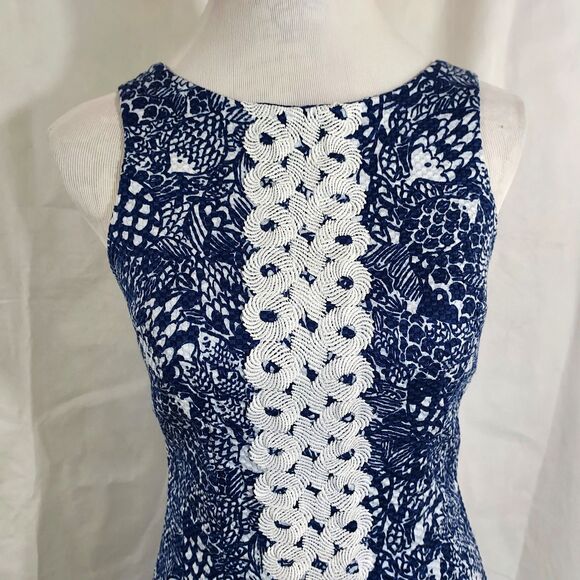 LILLY PULITZER for Target Mini Dress Size 4 Navy White Upstream Fish Print - Picture 4 of 15